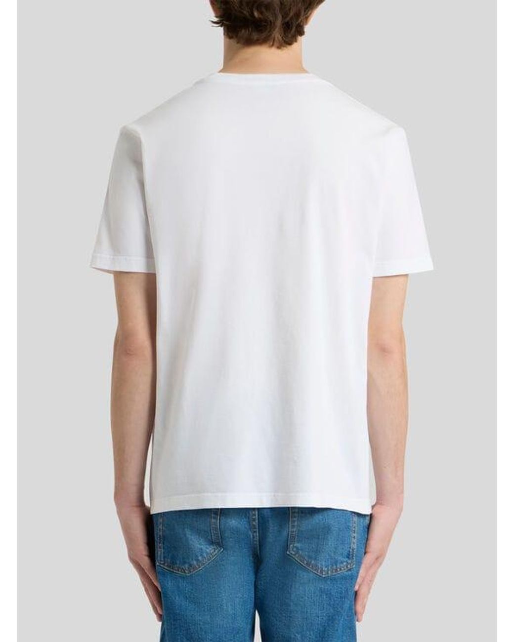 Etro White Cotton Jersey T-Shirt With Pegaso Embroidery for men