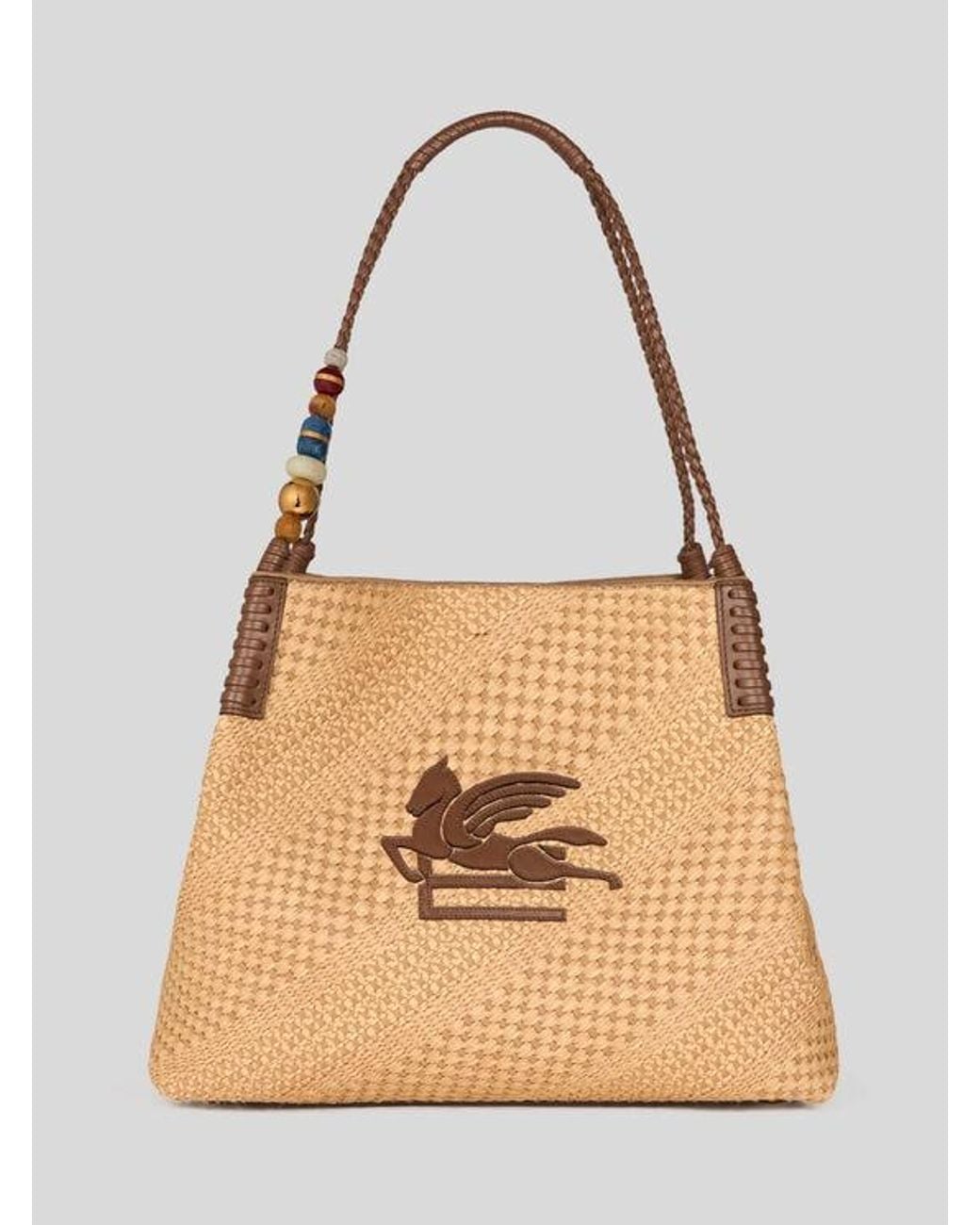 Etro Natural Large Raffia Libra Tote Bag