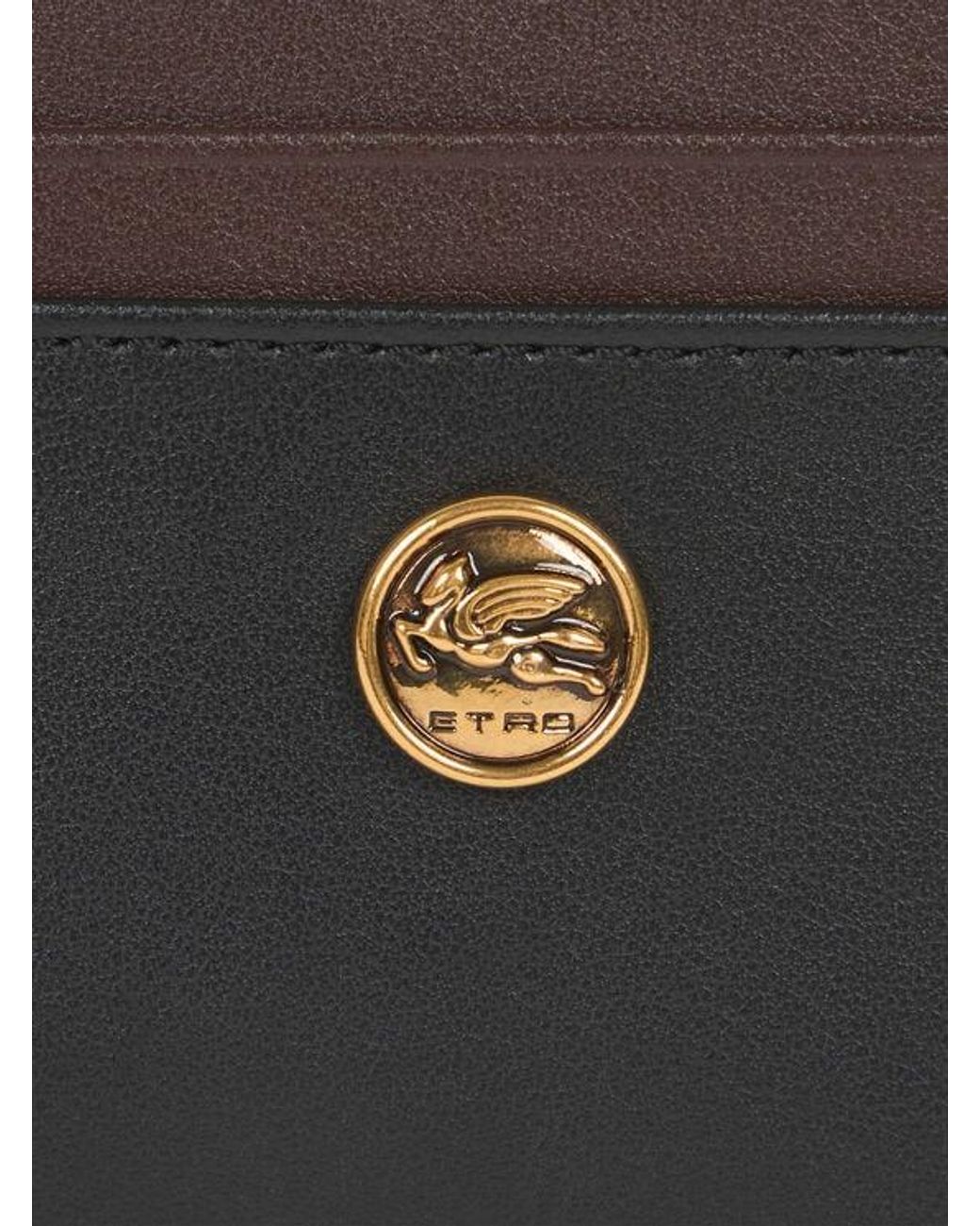 Etro White Two-Tone Leather Card Holder