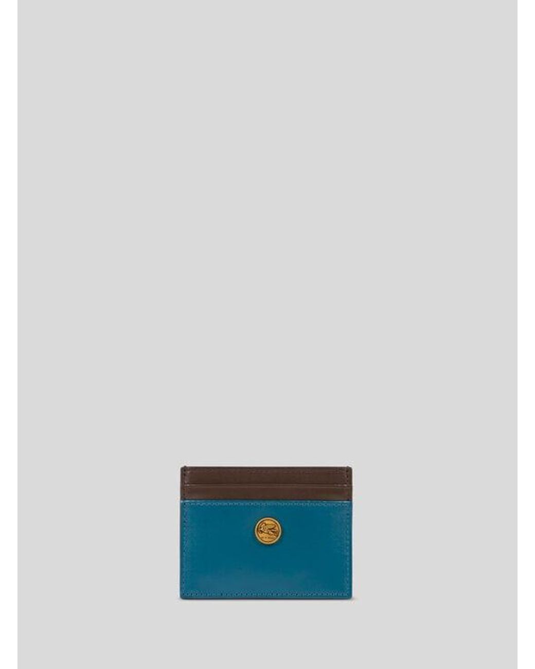 Etro Blue Two-Tone Leather Card Holder