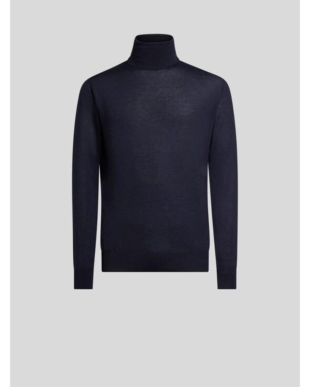 Etro Blue Cashmere And Silk Turtleneck Sweater for men