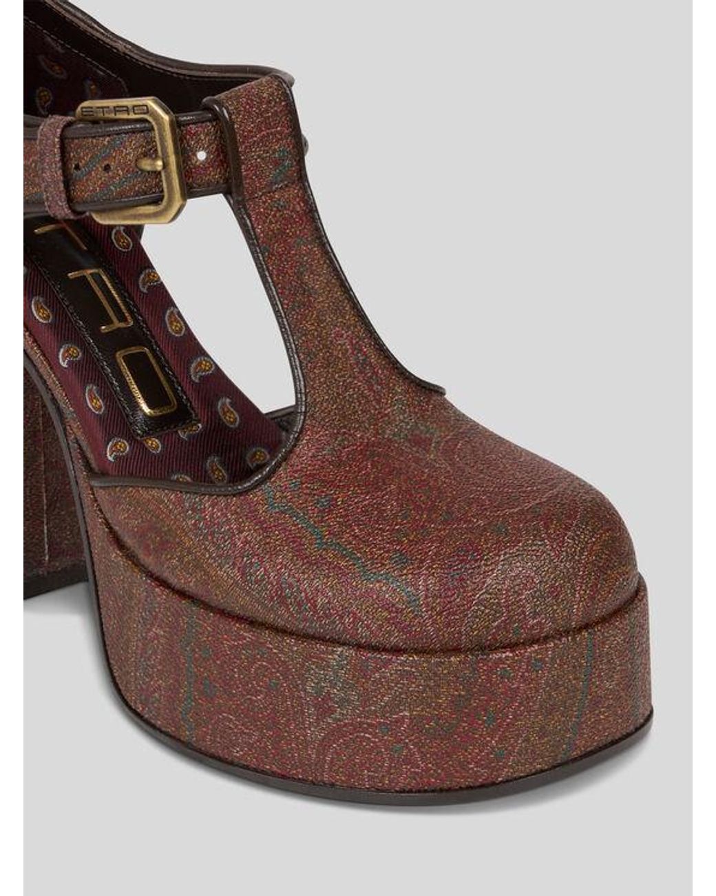 Etro Brown Paisley Mary Jane Sandals