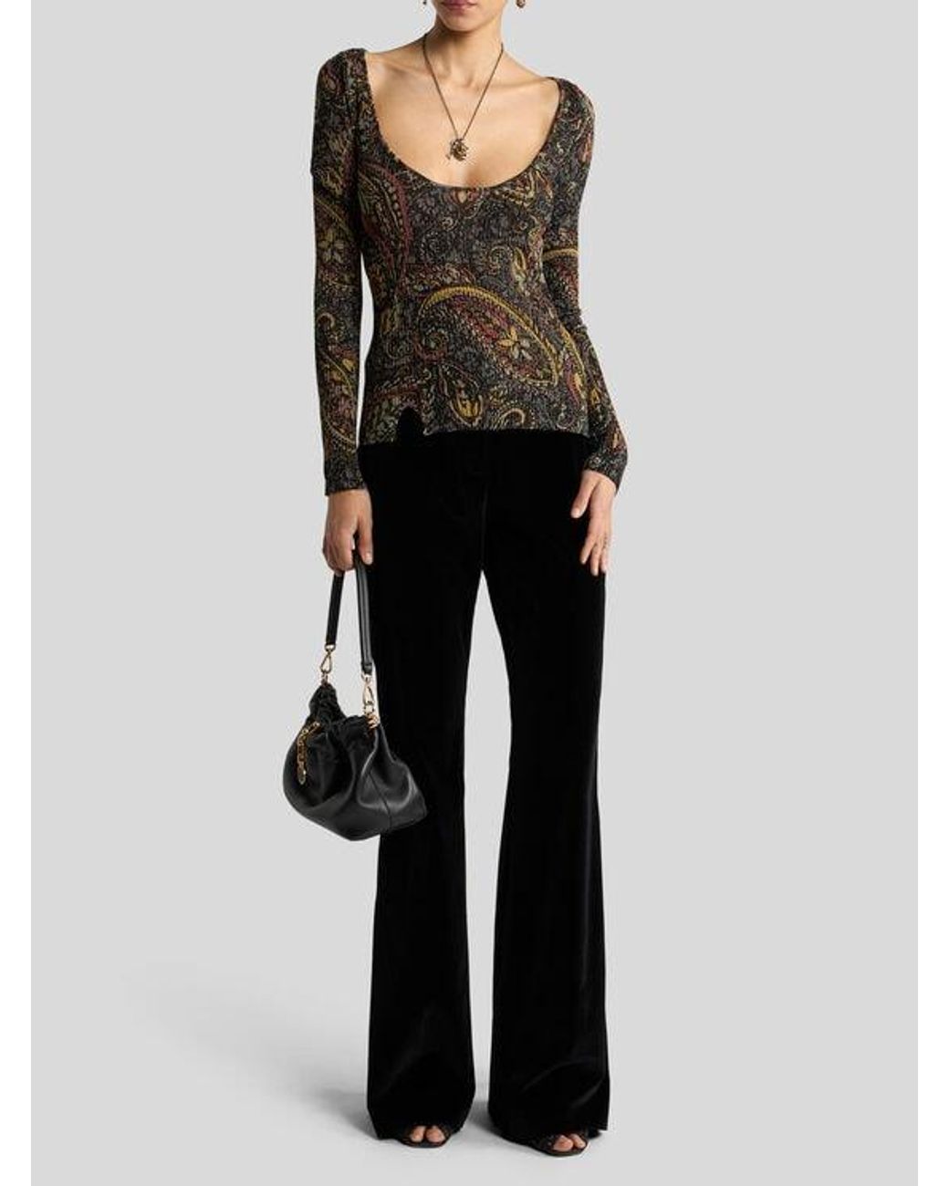 Etro Black Cotton Velvet Trousers