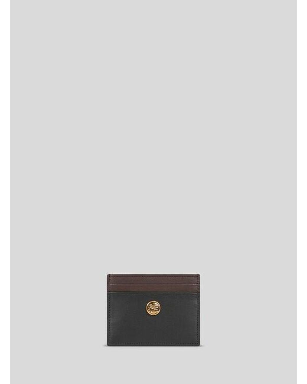 Etro White Two-Tone Leather Card Holder