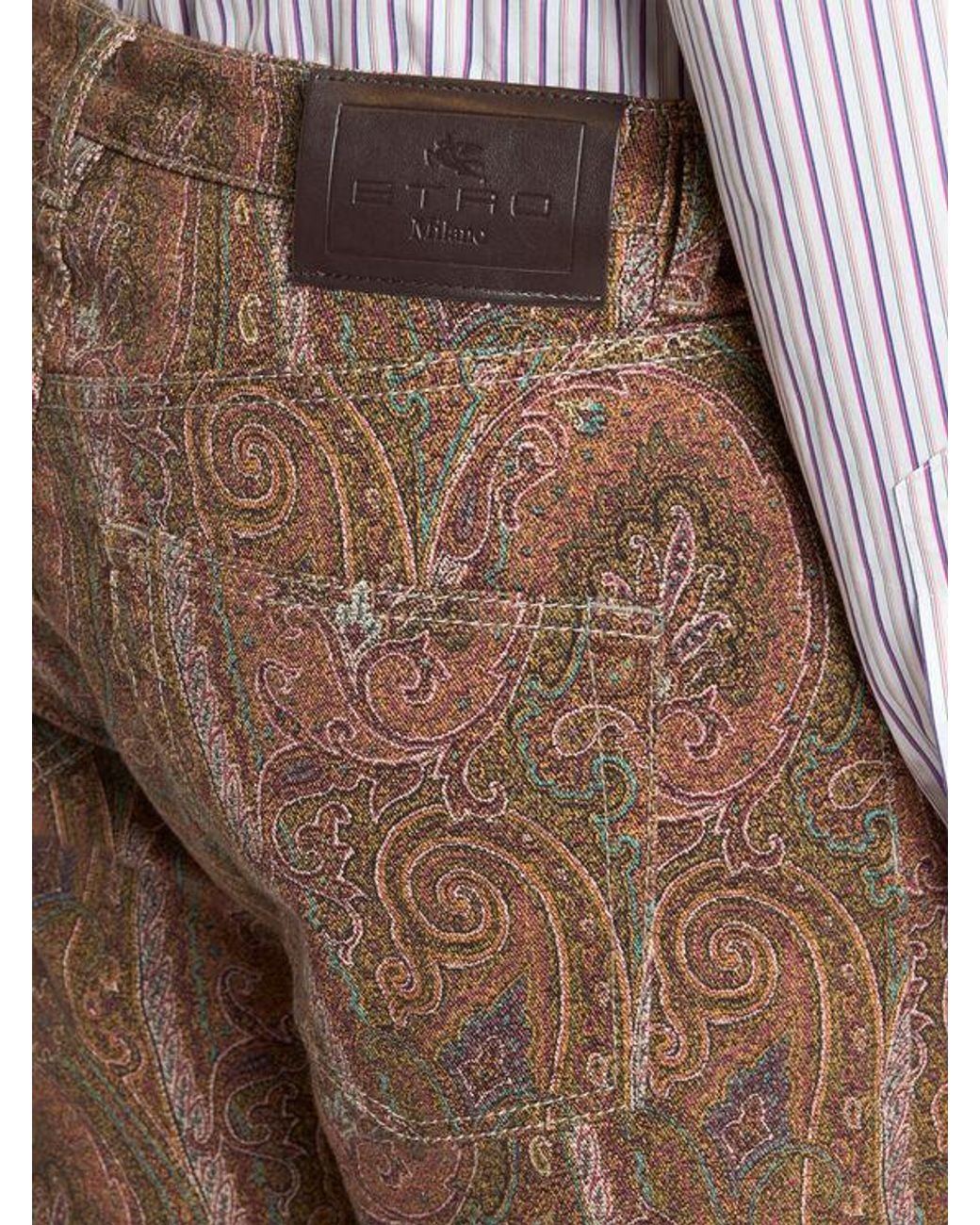 Etro Brown Straight-Leg Cotton Denim Jeans With Arnica Motif for men
