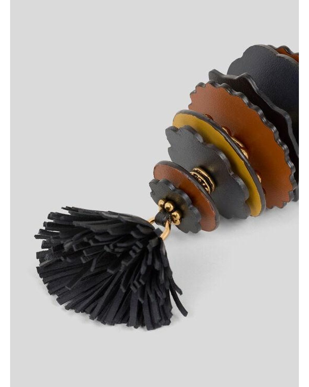 Etro White Leather Charm With Discs And Tassel