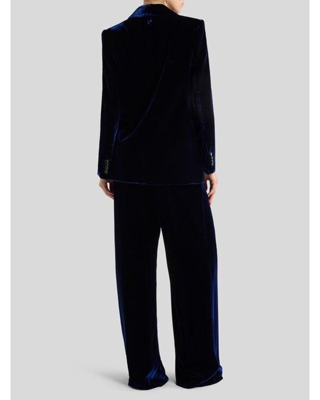 Etro Blue Single-Breasted Velvet Jacket