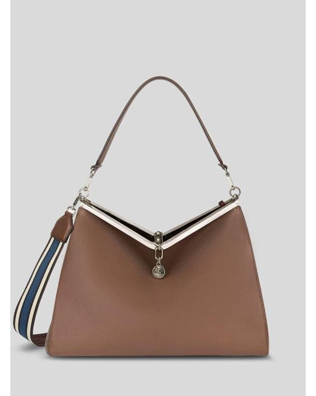 Etro Brown Large Leather Vela Bag for men