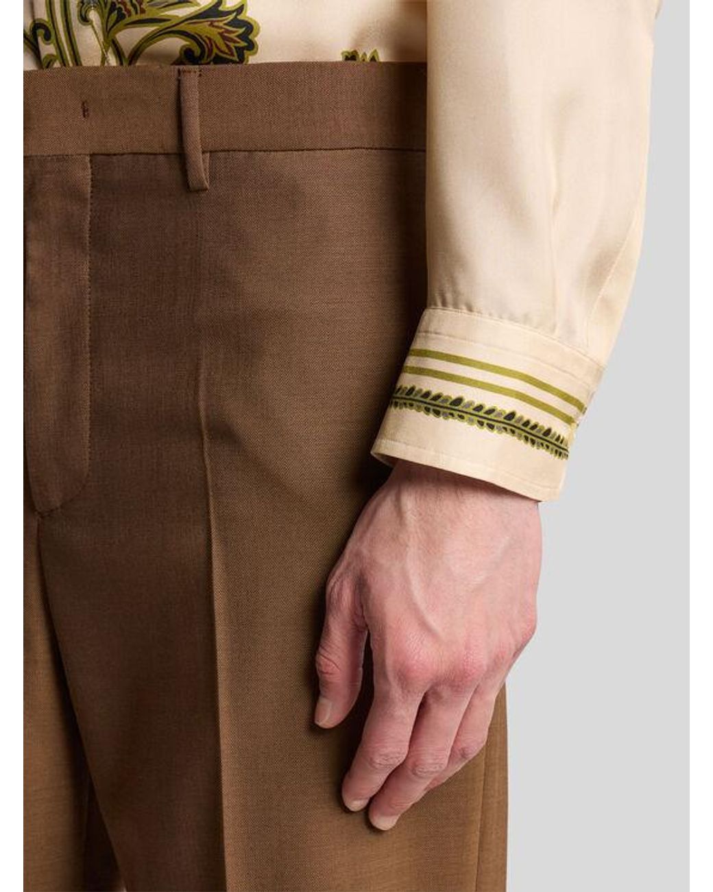 Etro Brown Wool Trousers for men