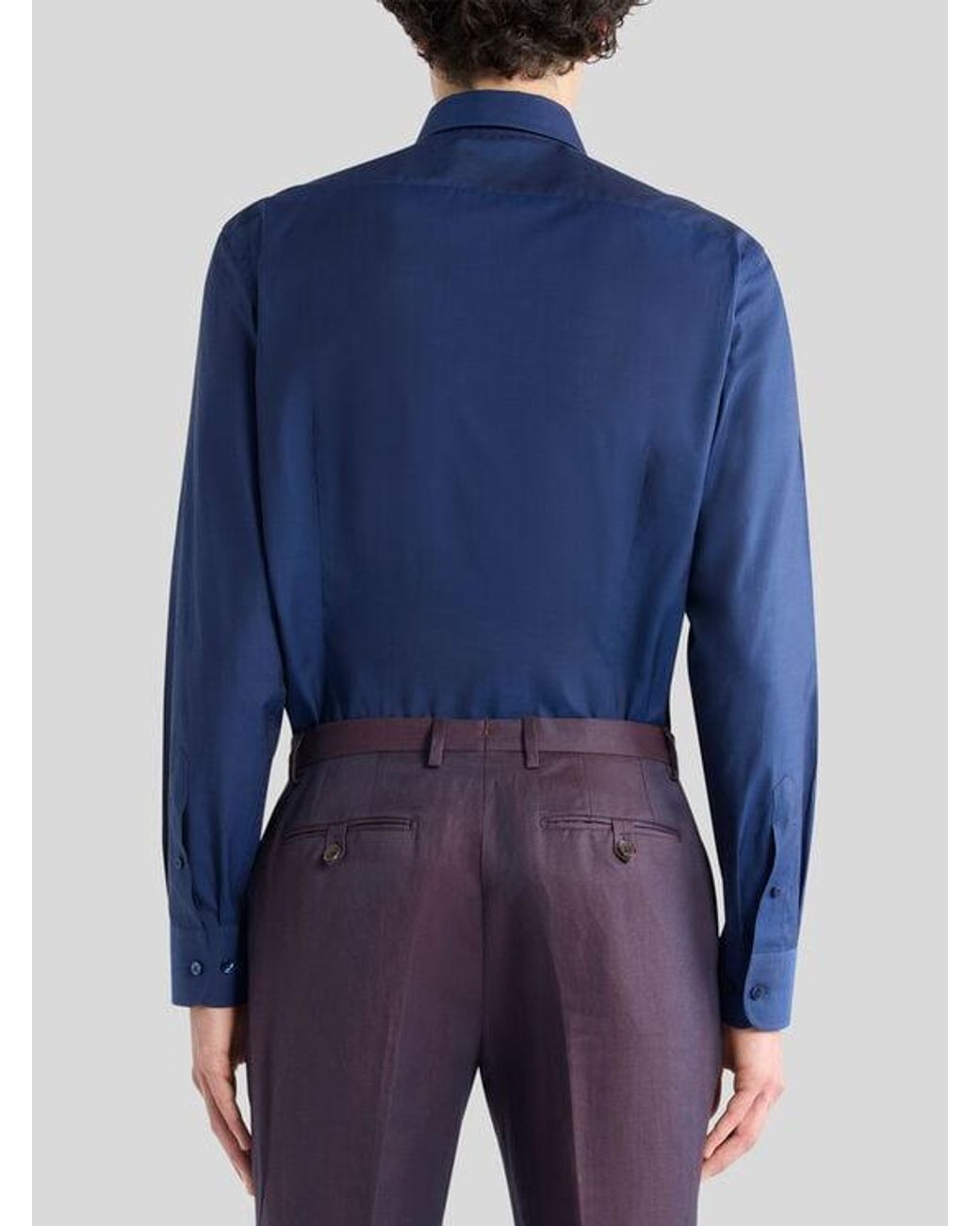 Etro Blue Shirt With Pegaso Embroidery for men
