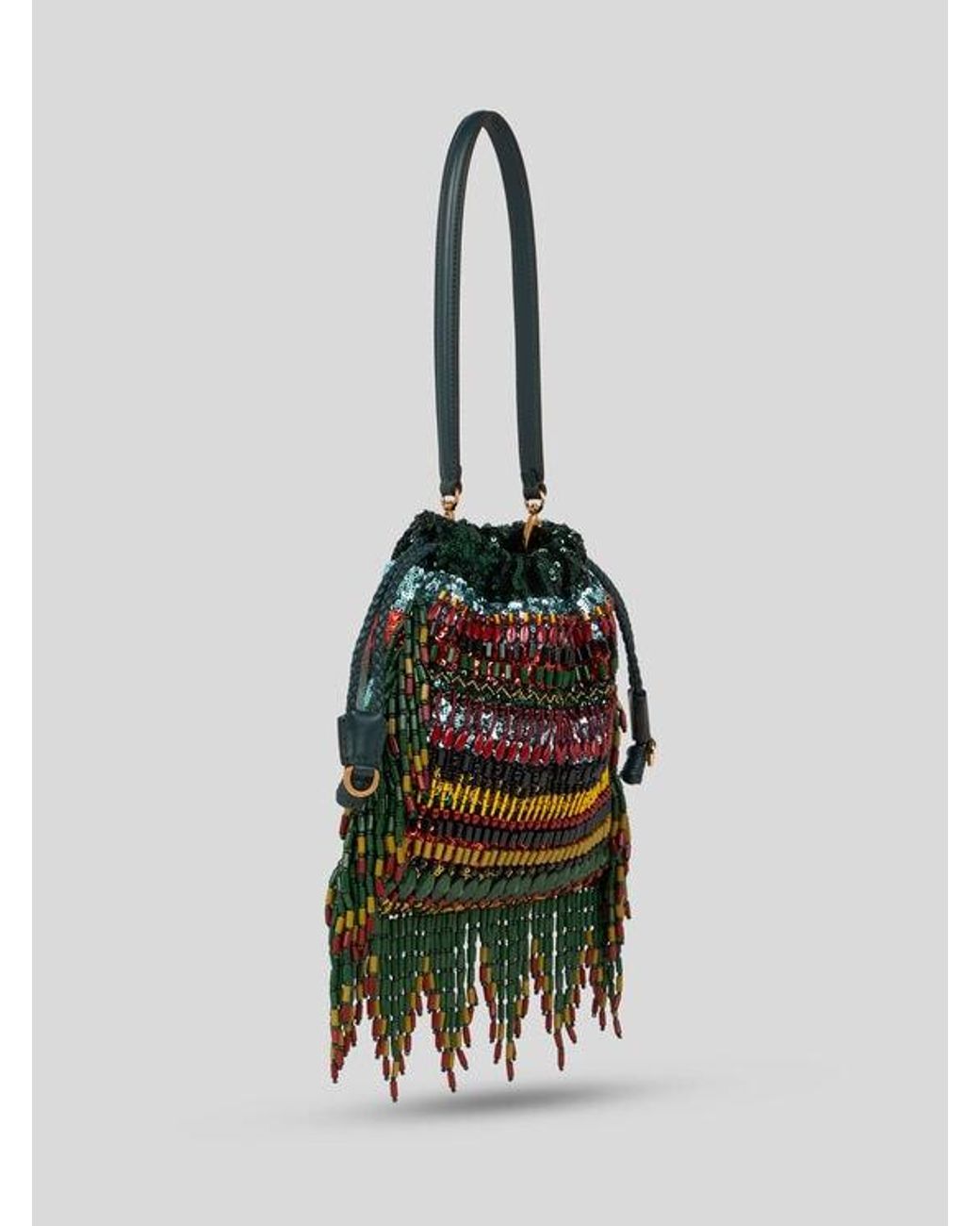 Etro Green Small Kalispera Bag With Sequins And Beads
