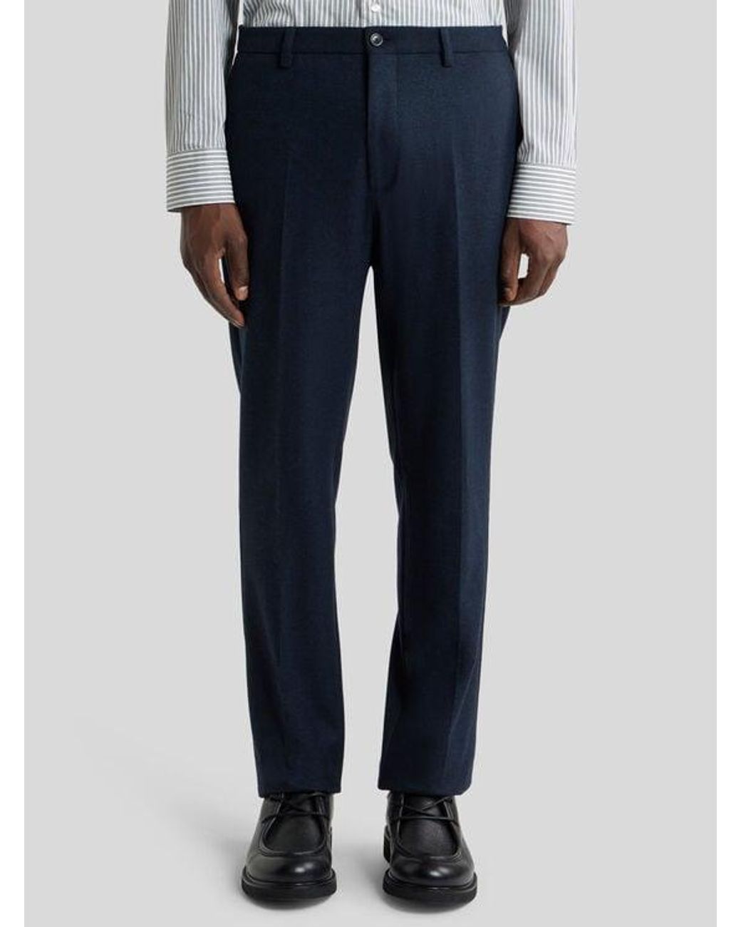 Etro Blue Plain-Coloured Knit Trousers for men