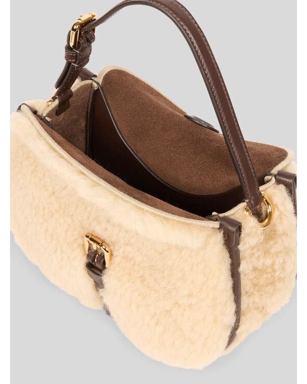 Etro Natural Small Shearling Pony Bag