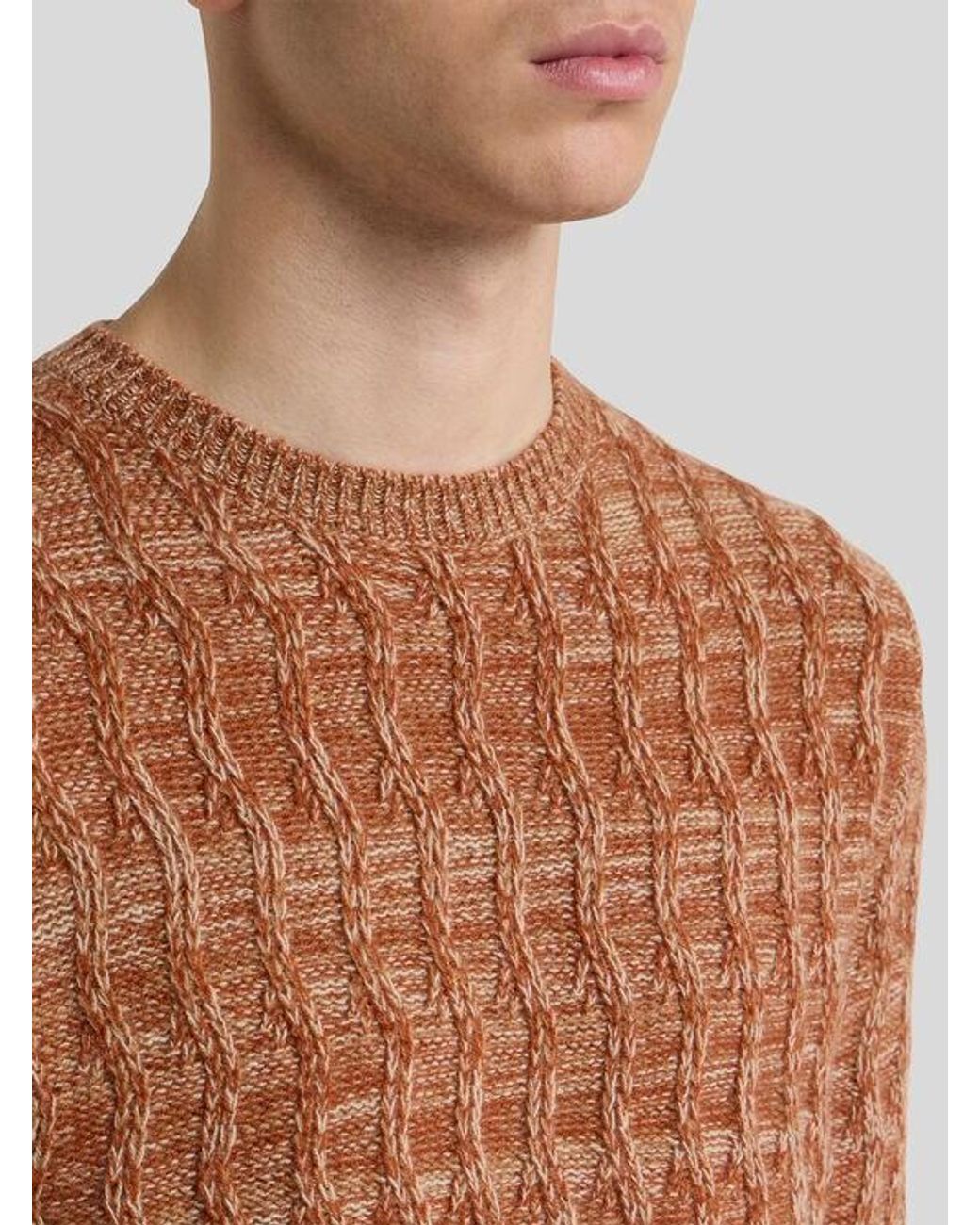 Etro Brown Cable-Knit Cashmere Sweater for men