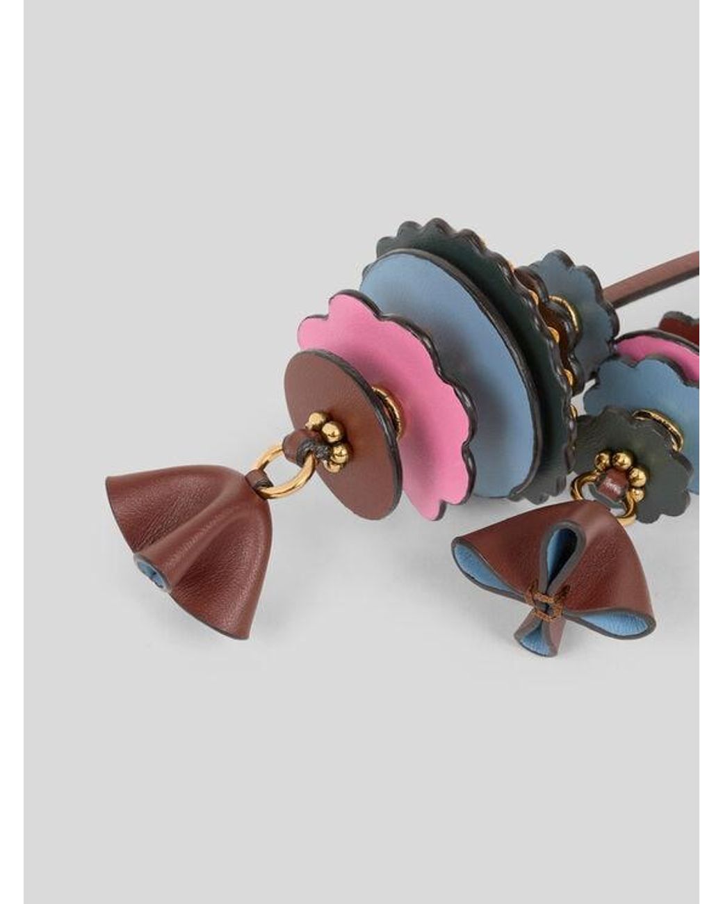 Etro White Leather Charm With Discs And Flowers