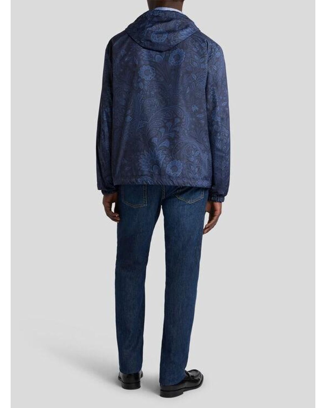 Etro Blue Floral Paisley Windbreaker Jacket for men