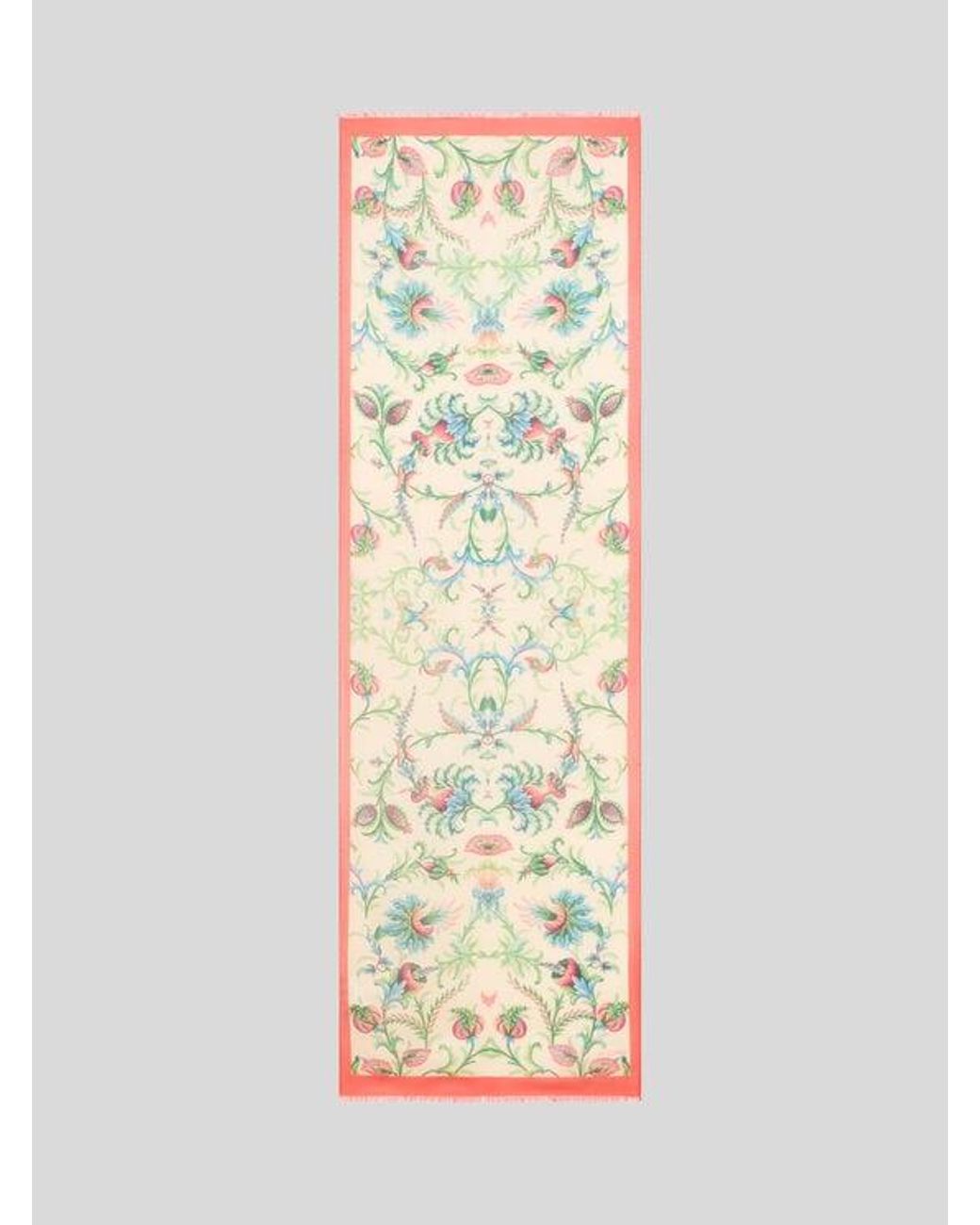 Etro Metallic Cotton And Silk Scarf With Floral Motif