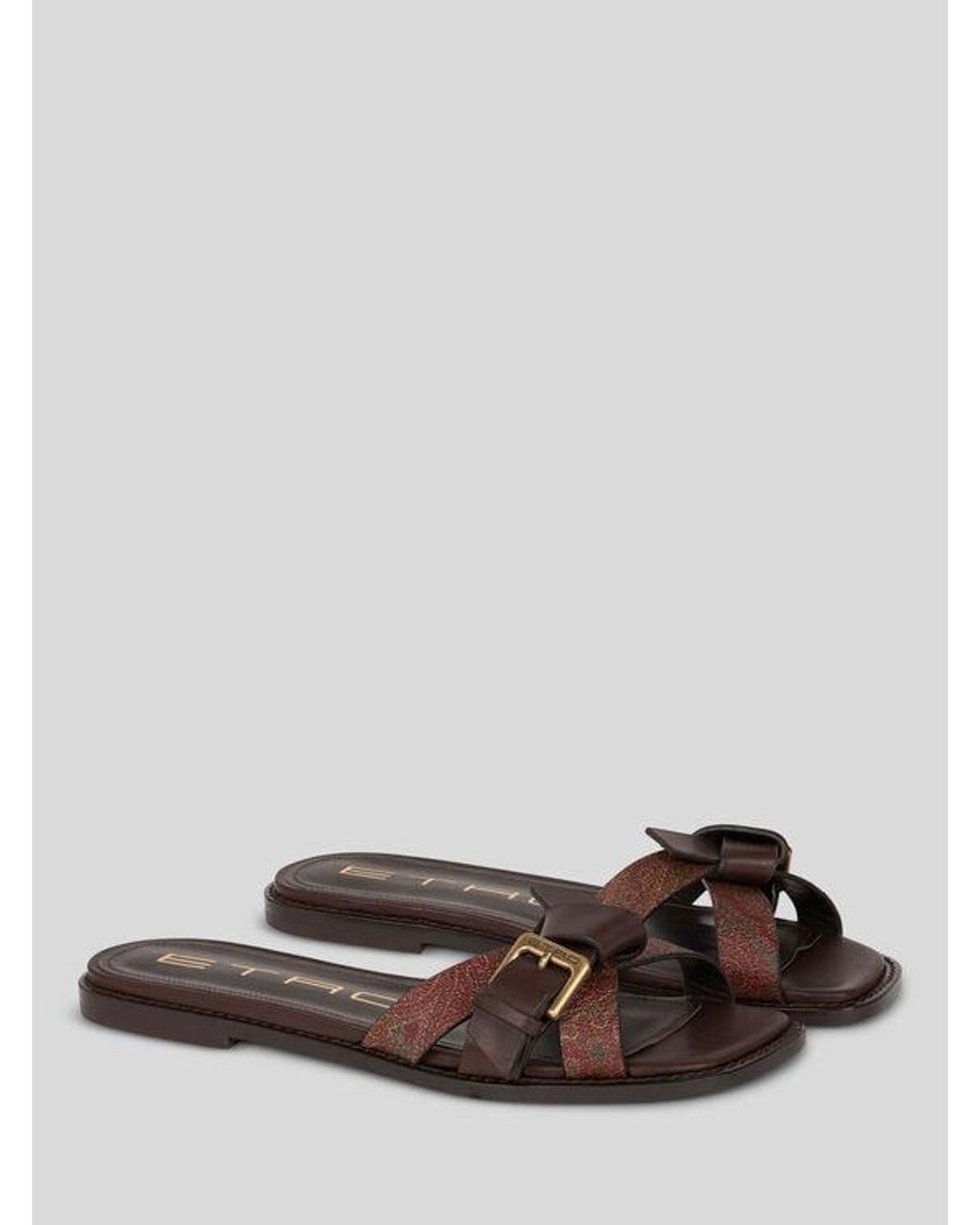 Etro Brown Paisley Slides