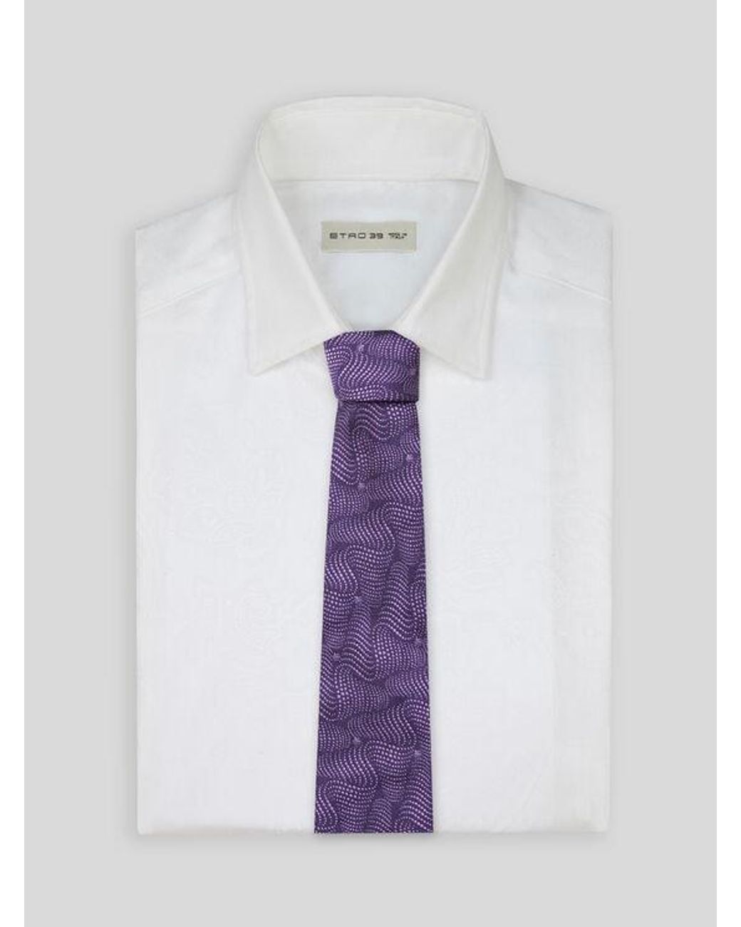 Etro Purple Printed Silk Tie for men
