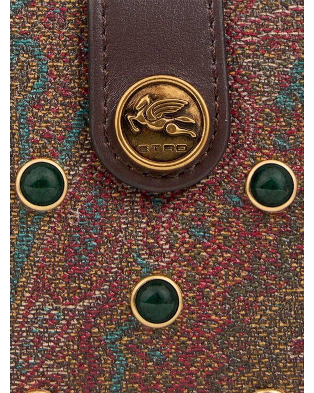 Etro Brown Compact Arnica Wallet With Studs