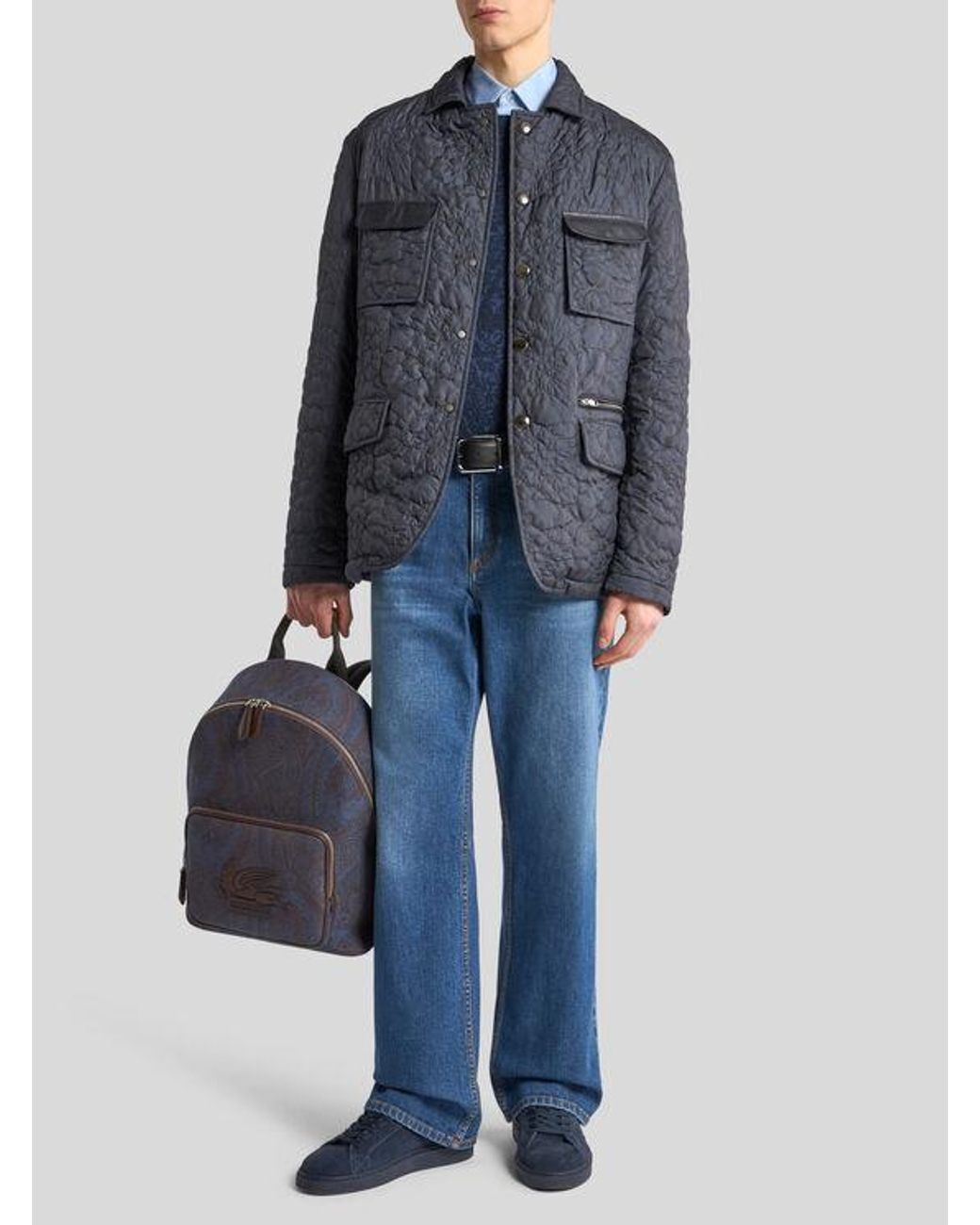 Etro Blue Straight-Leg Jeans With Pegaso for men