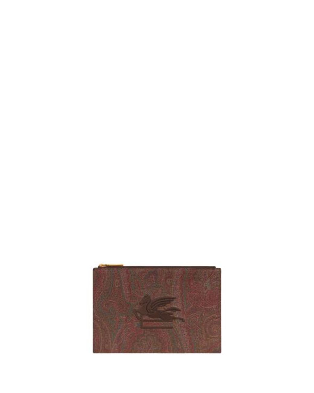 Etro Brown Medium Arnica Pouch With Pegaso Detail