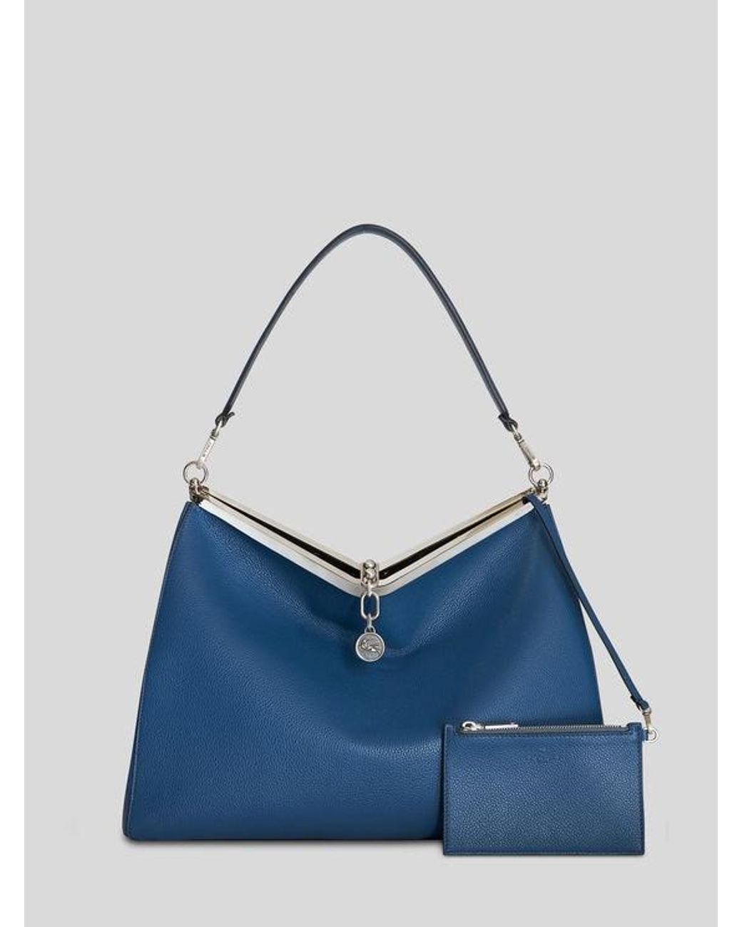 Etro Blue Large Leather Vela Bag for men