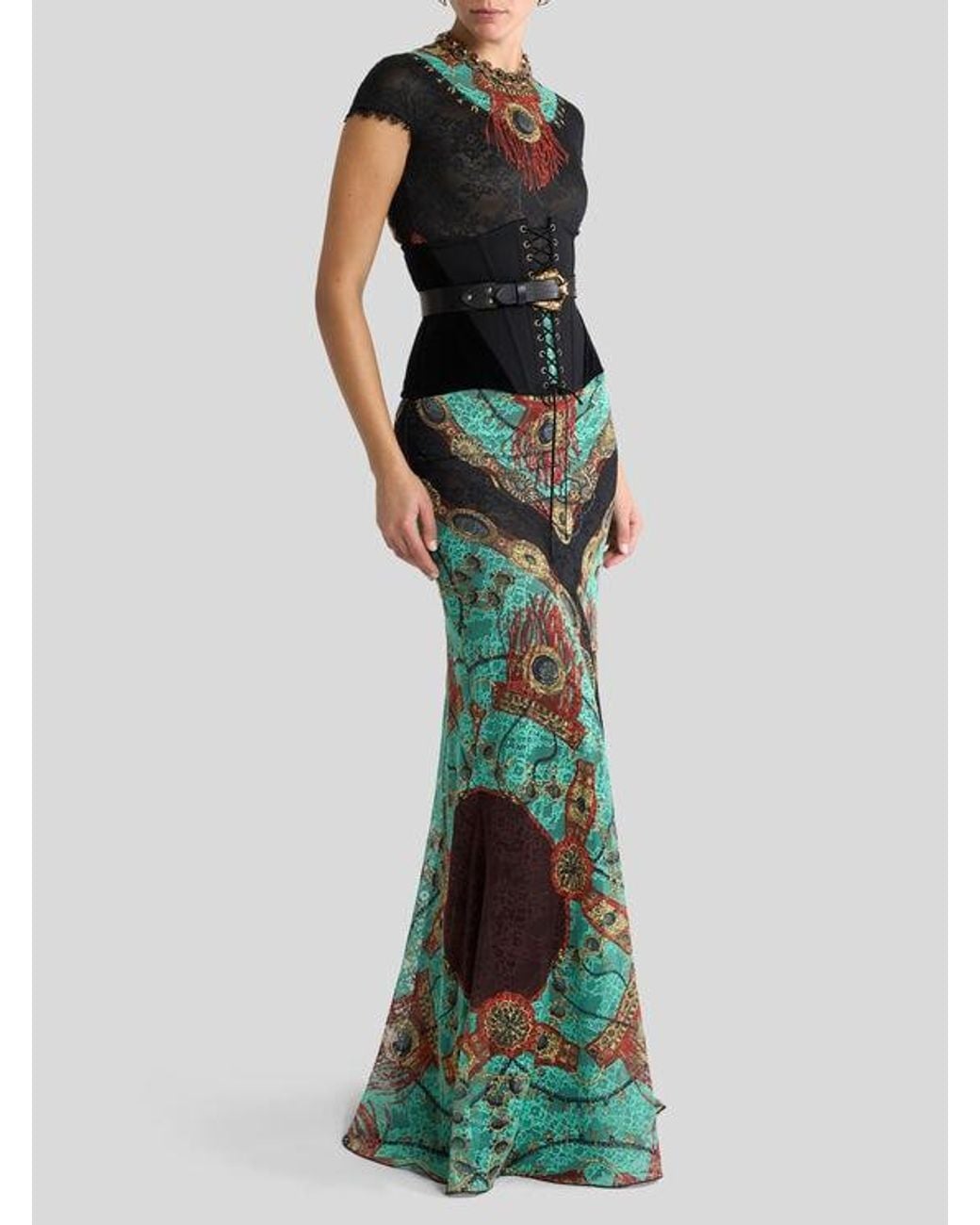 Etro Green Long Dress