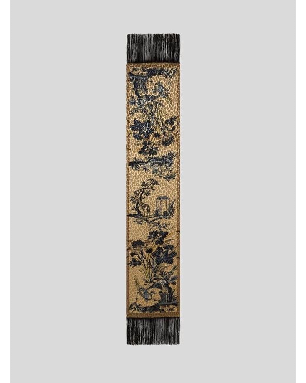 Etro Metallic Silk-Blend Velvet Scarf With Leopard Motif