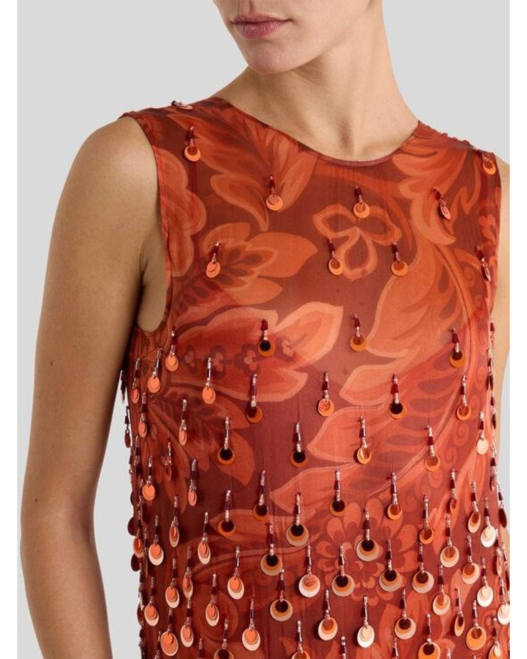 etro sequin dress Buy Etro Long Dress With Sequin Embroidery And Floral Print - Blue At 39% Off