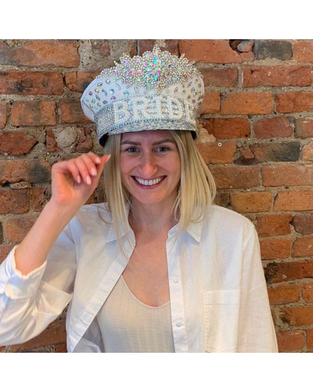 Etsy Silver Sparkle Bride Captain Hat 