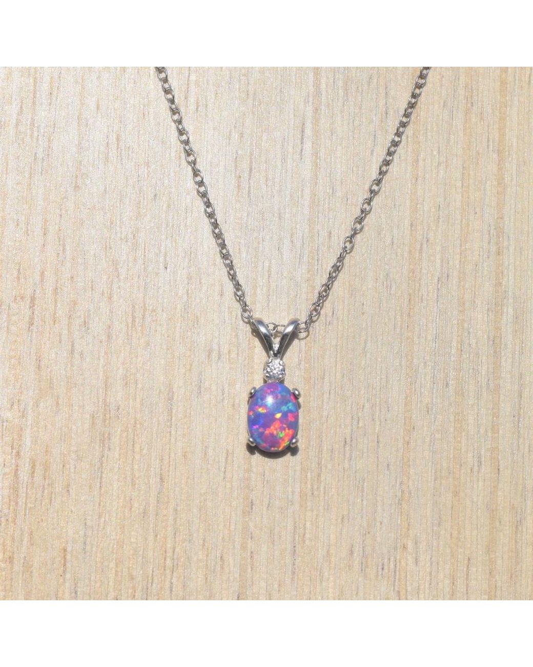 Angel Lavender Purple Fire Opal Inlay Silver Jewelry Necklace Pendant