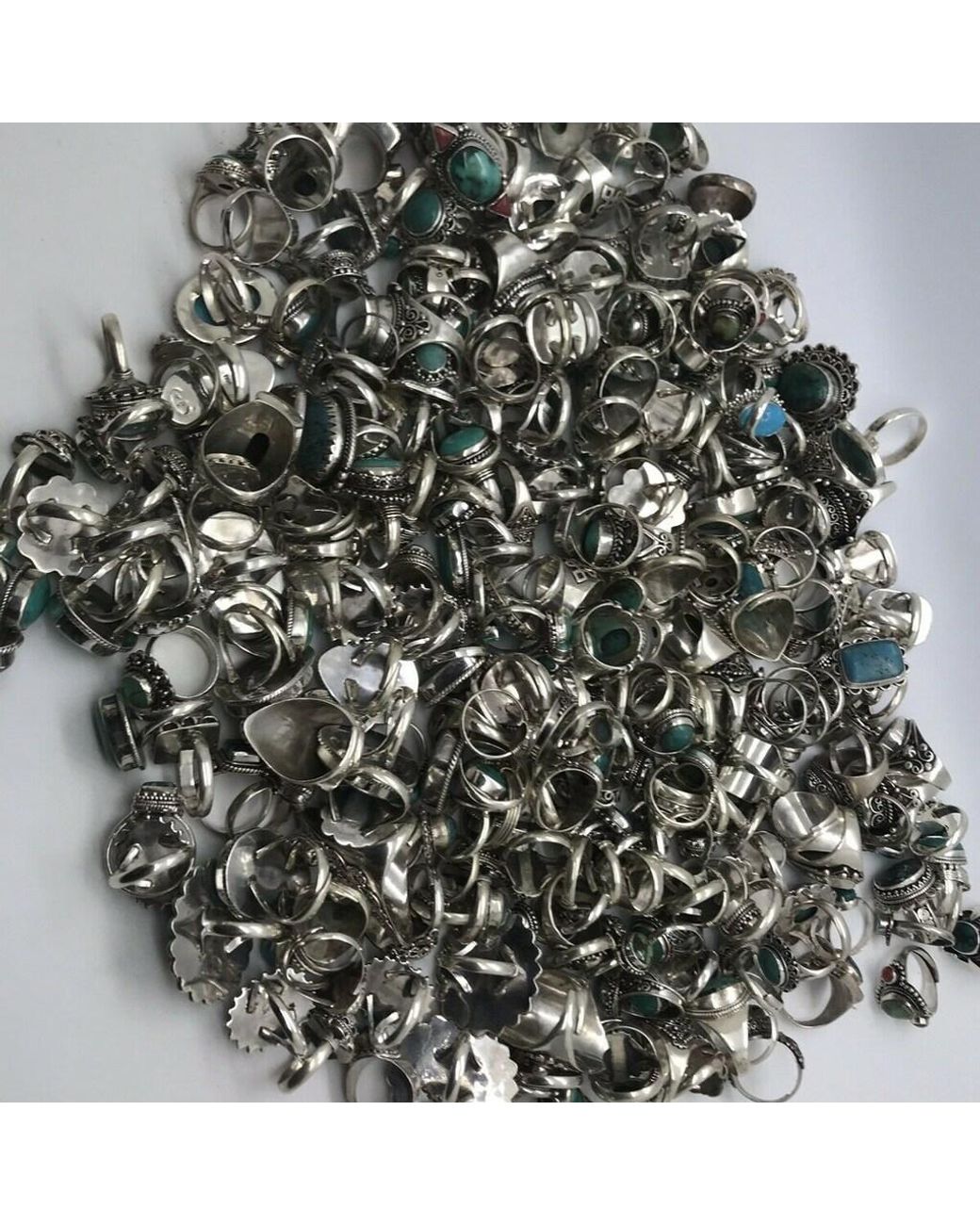 WHOLESALE 11PC 925 SOLID STERLING SILVER BLUE TURQUOISE RING LOT Q393 