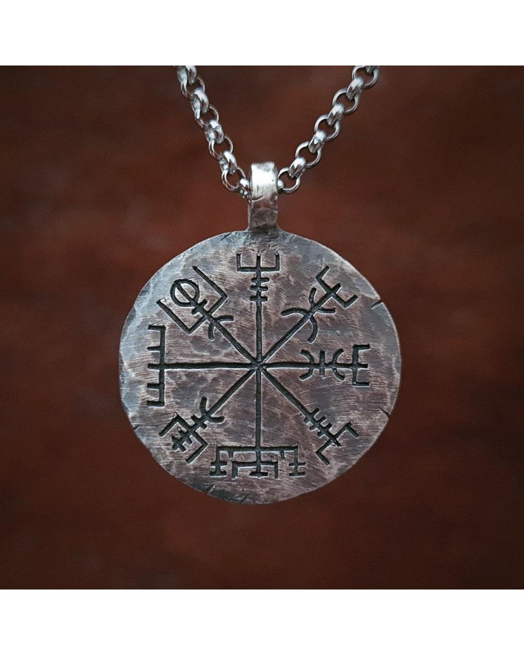 Etsy 925 Sterling Silver Viking Jewelry Compass Vegvisir Pendant Necklace  Norse Hand Hammered in Metallic | Lyst