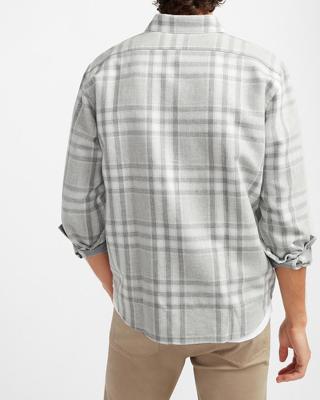 Express Slim Plaid Heavy Flannel Shirt 