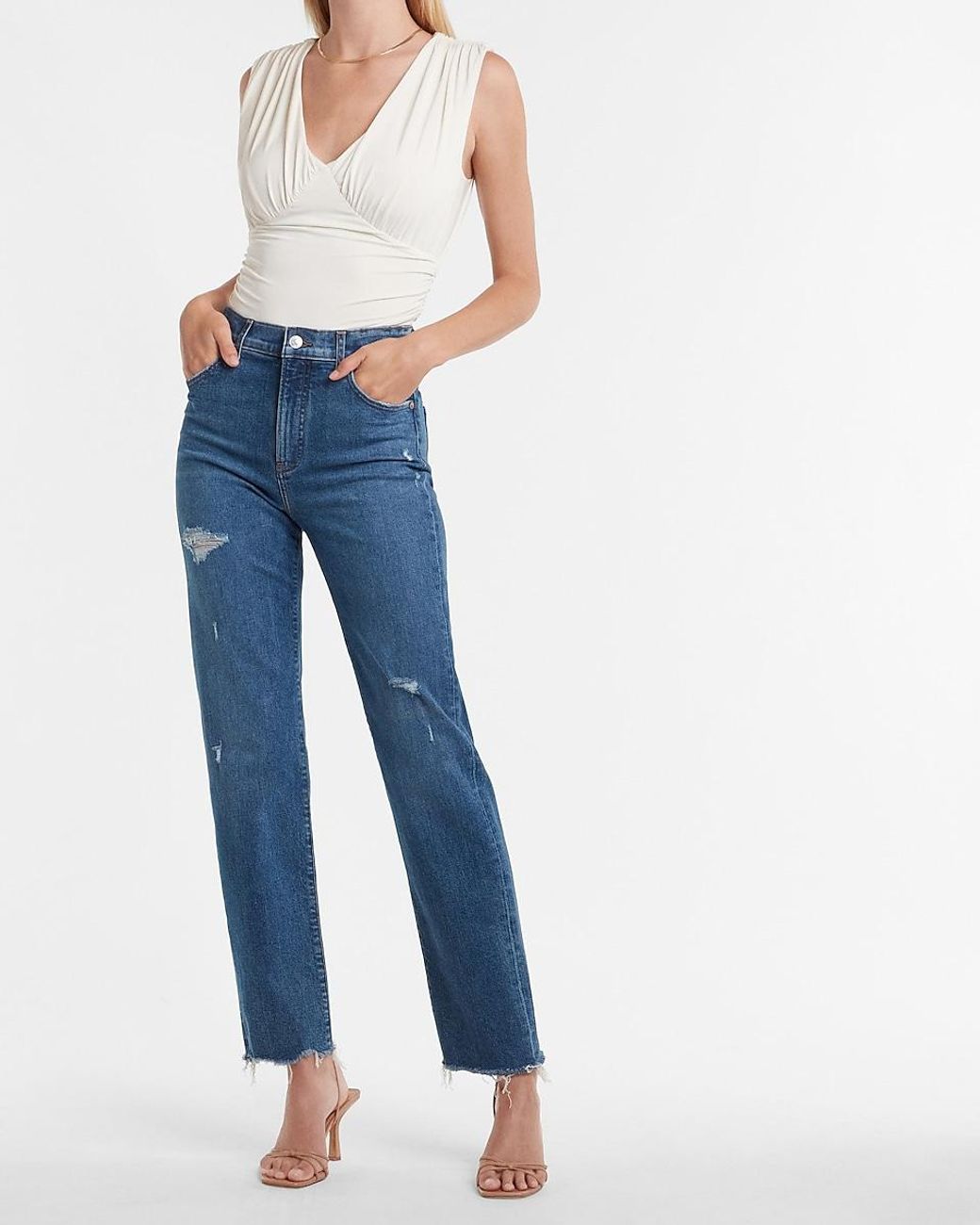 Express Denim Super High Waisted Ripped 