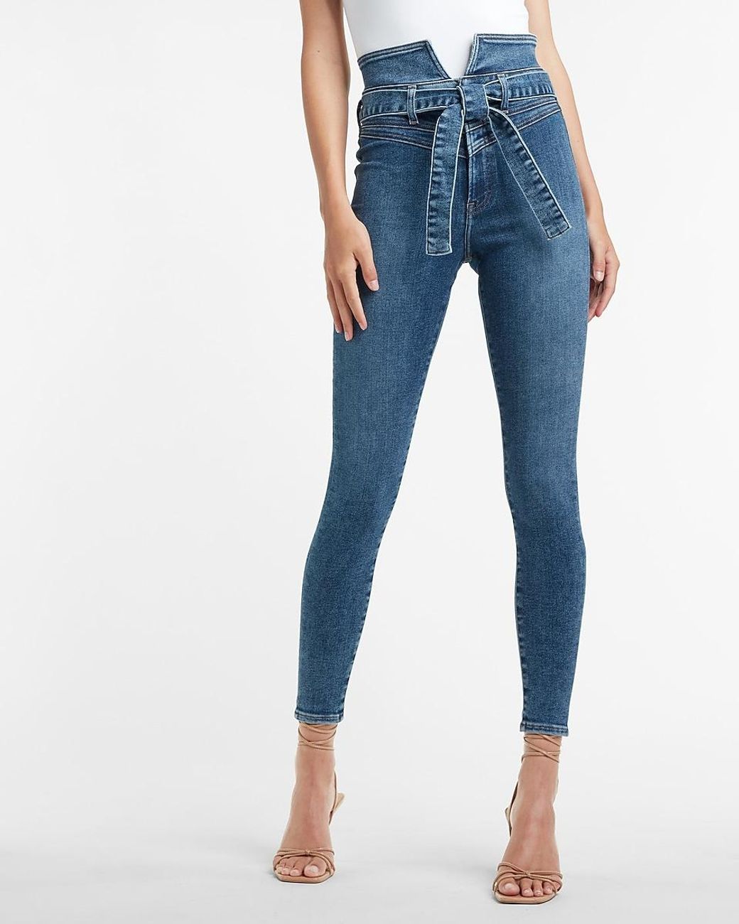 Express Denim Super High Waisted Belted 