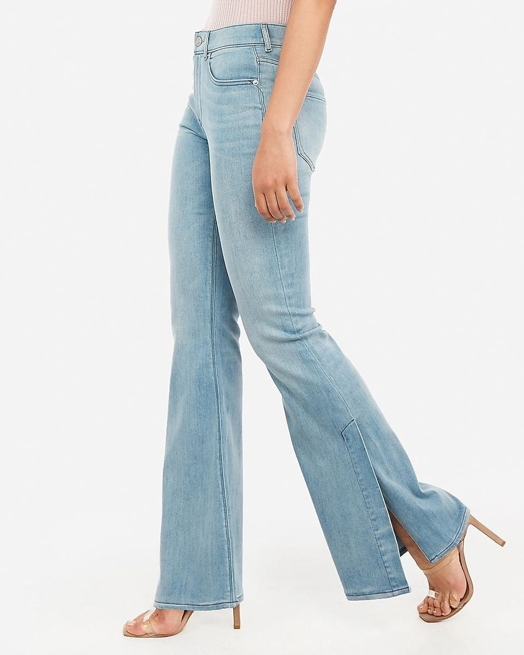 Side Slit Bell Bottom Flare Jeans, Size 