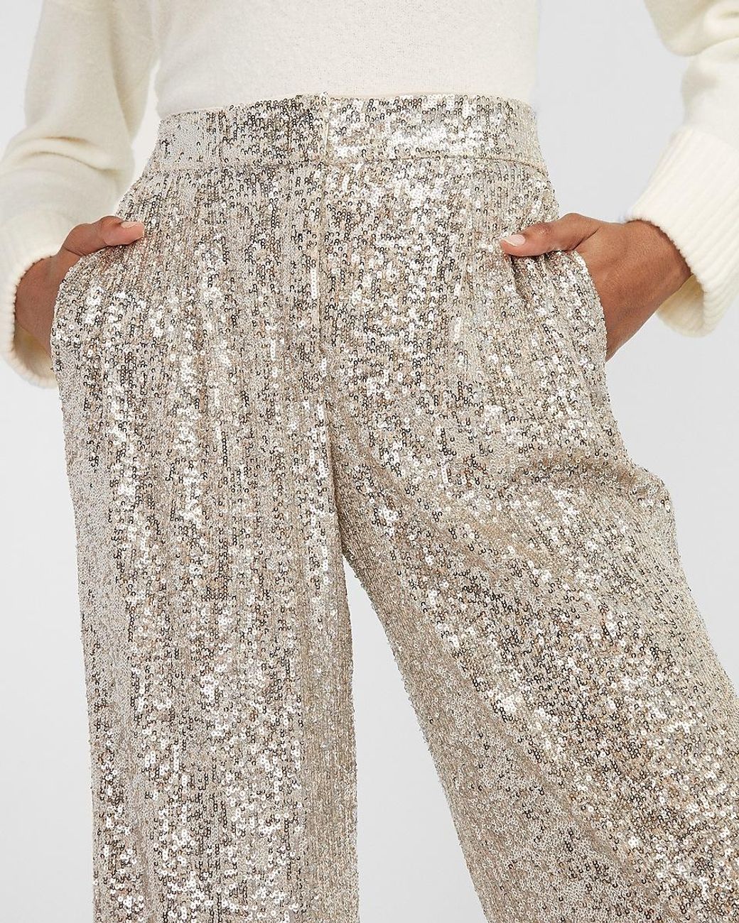 Express High Waisted Sequin Cropped 
