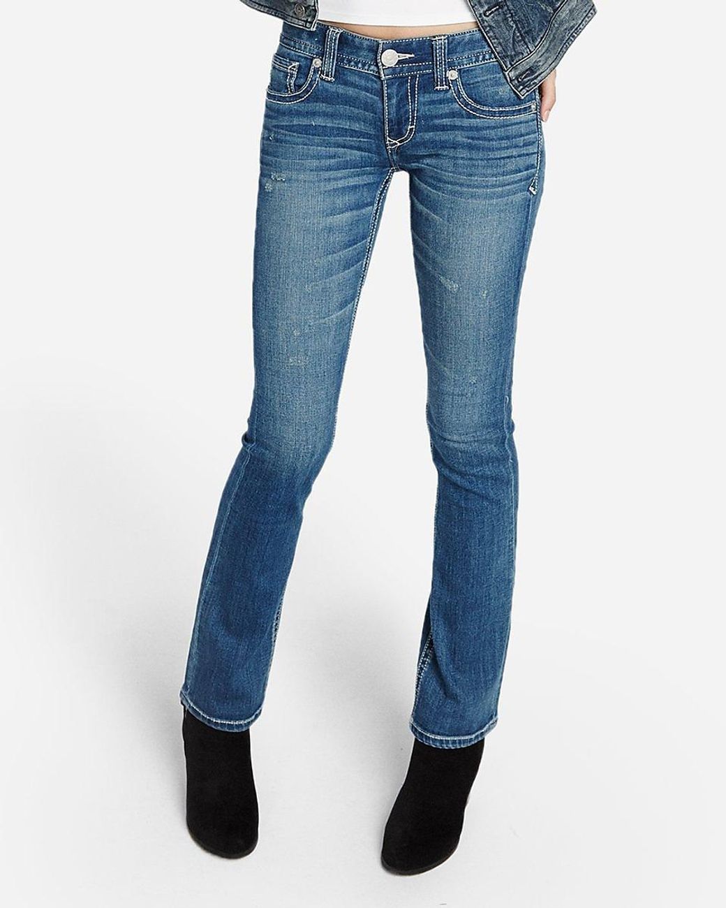 Thick Stitch Barely Boot Jeans, Size 