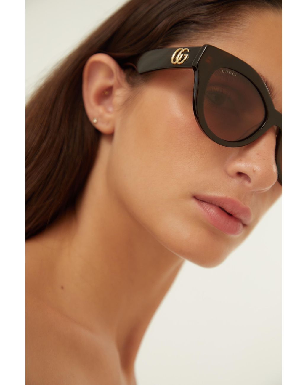 Gucci Cat Eye Havana Sunglasses | Lyst
