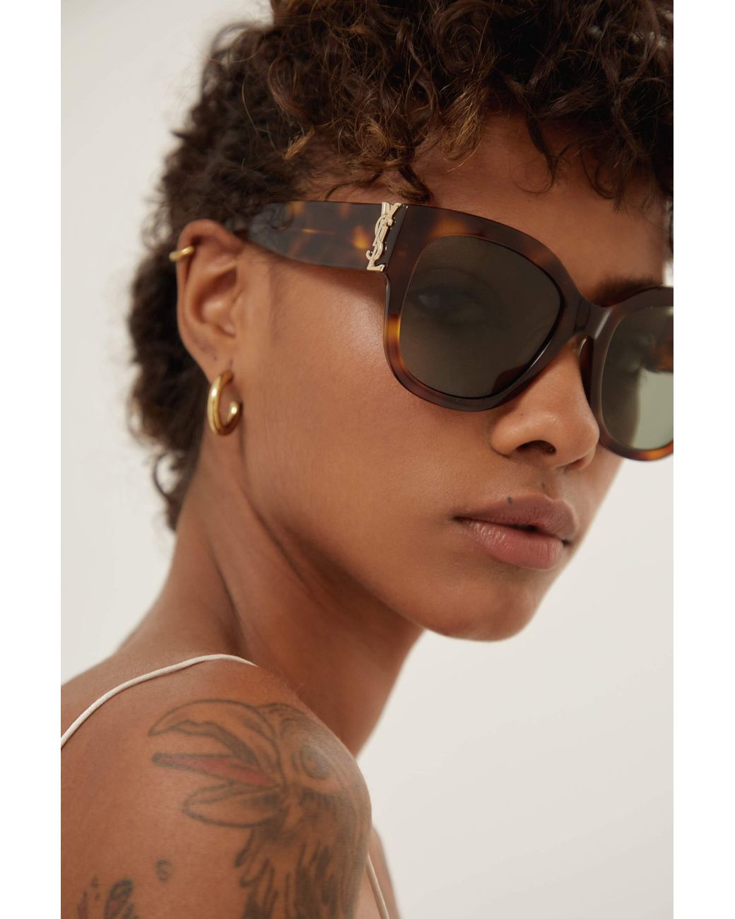 Saint Laurent Sl M95 Oversized Havana Cat Eye Sunglasses in Brown | Lyst UK