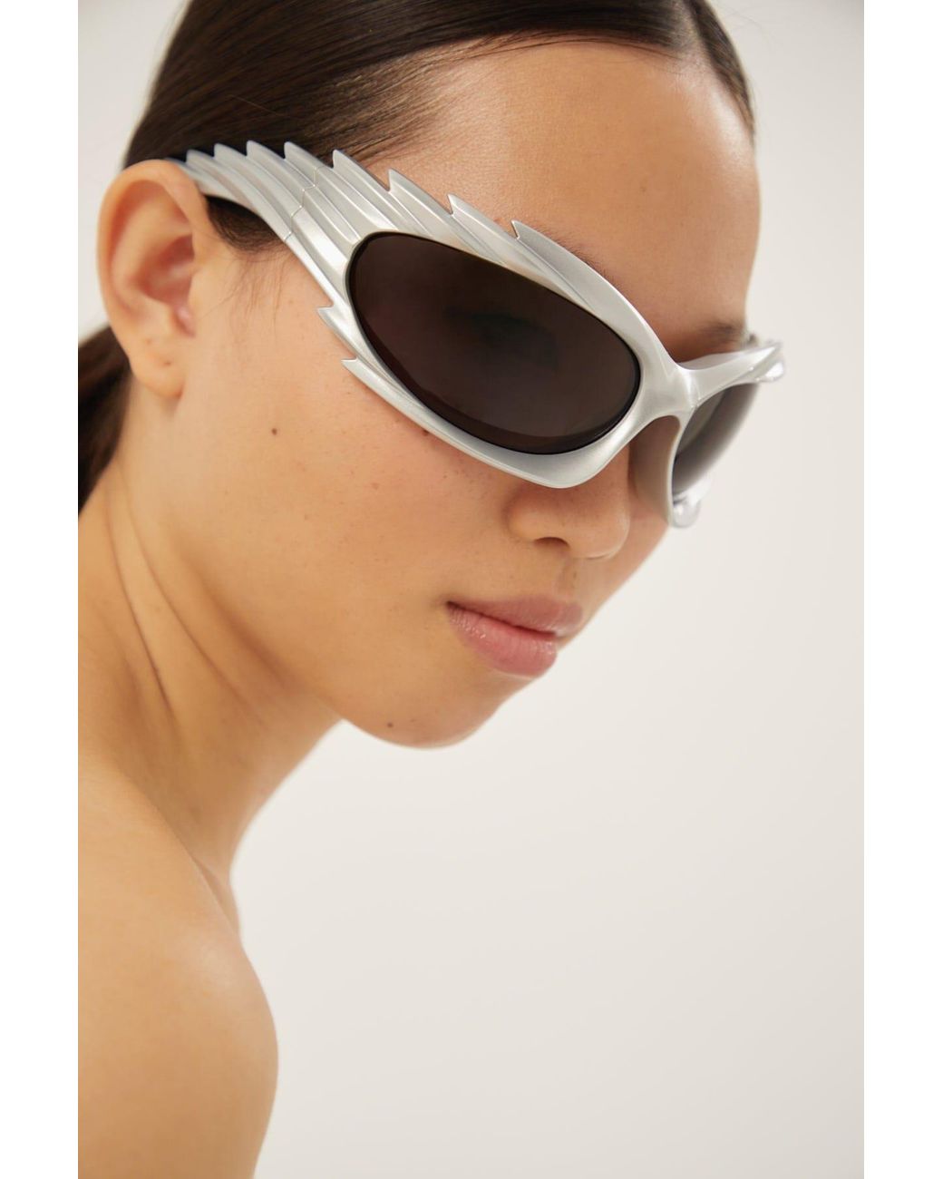 Balenciaga Spike Rectangle Sunglasses In Grey in Gray | Lyst