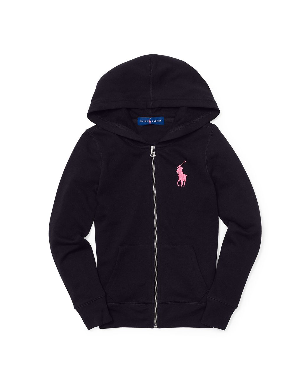 Ralph Lauren Pink Pony Fleece Zip Hoodie in Black | Lyst