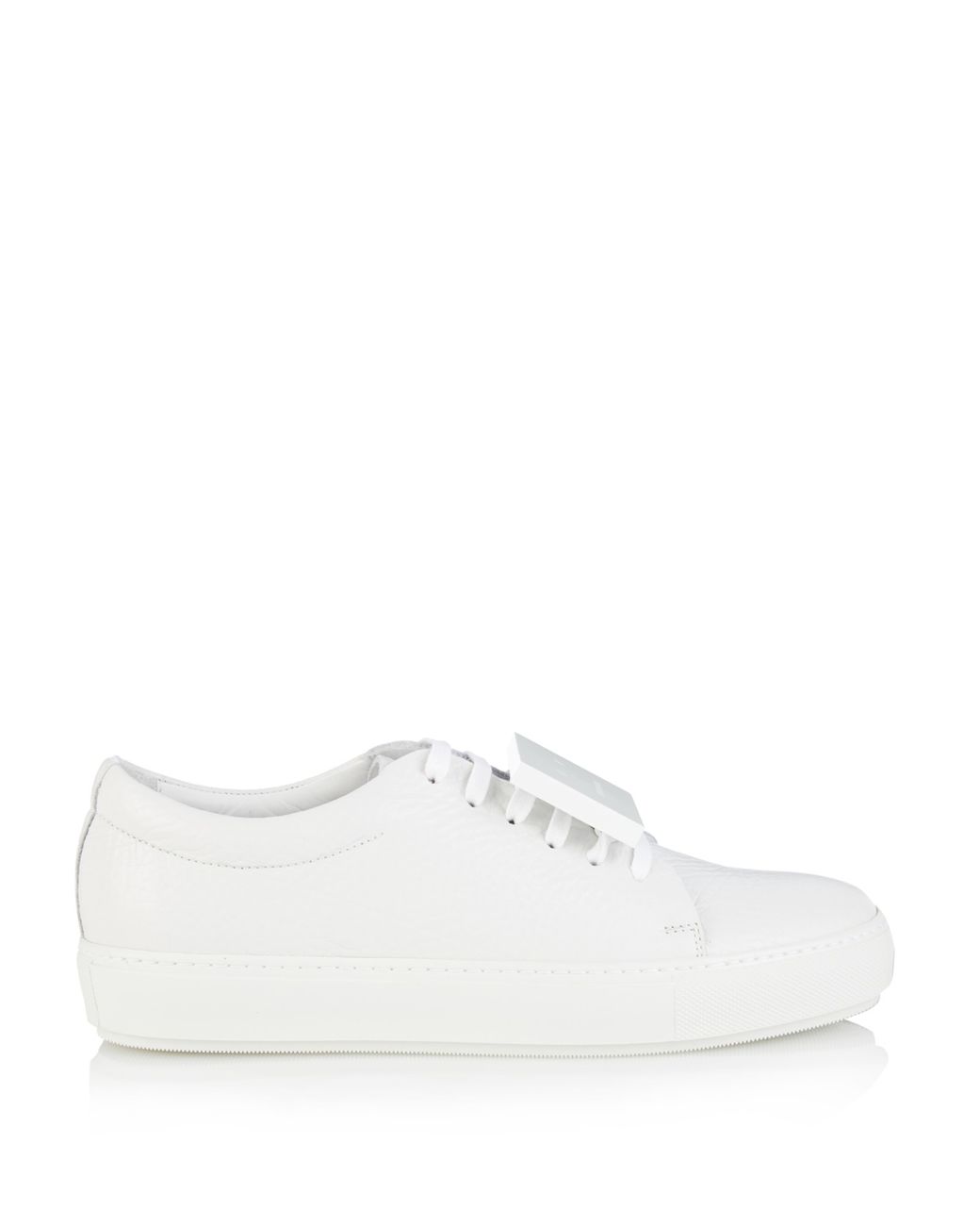 Acne Adriana Smiley-Face Grained-Leather Sneakers White | Lyst