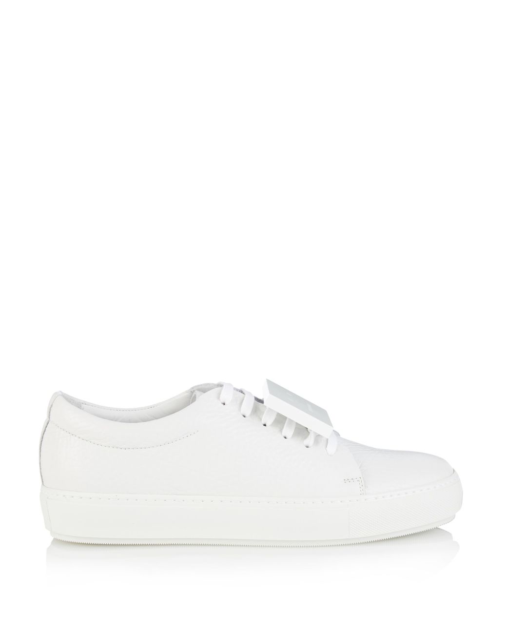 Acne Studios Adriana Smiley-Face Grained-Leather Sneakers in White | Lyst