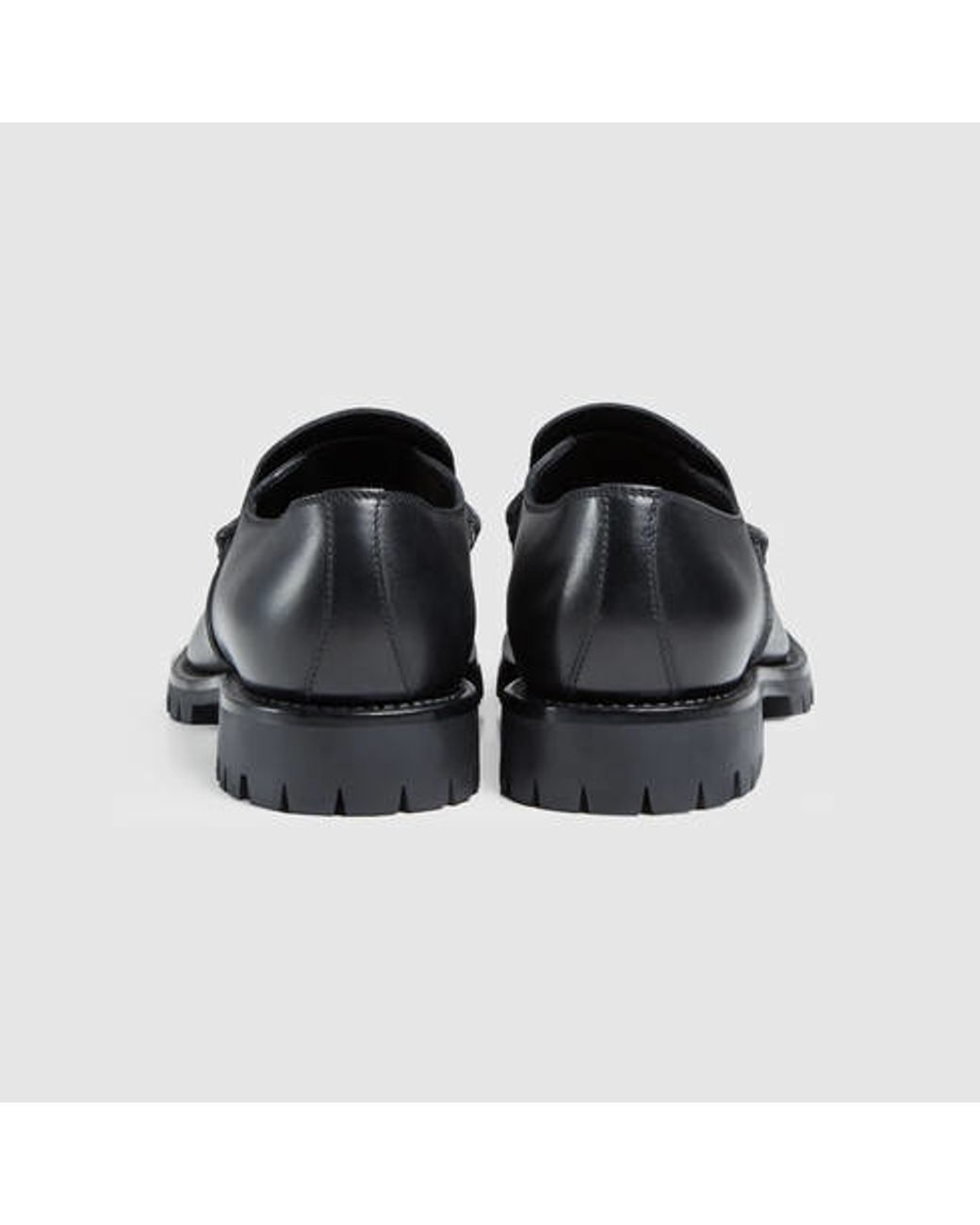 Gucci Men's Leather Lug Sole Horsebit Loafer in Black for Men | Lyst