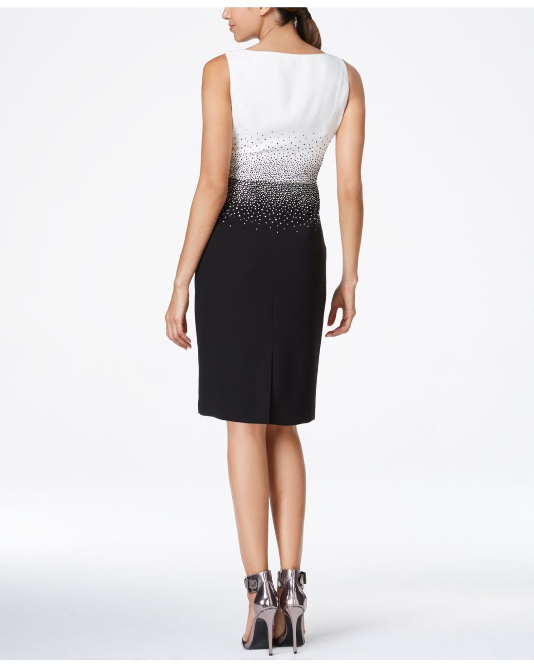 Calvin klein black and white clearance sheath dress