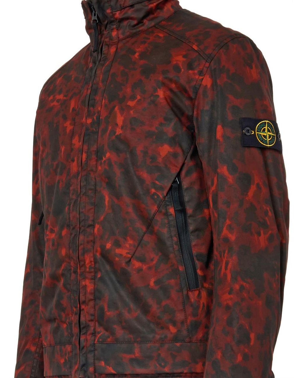 Stone Island Raso Gommato Camouflage Jacket in Red for Men | Lyst