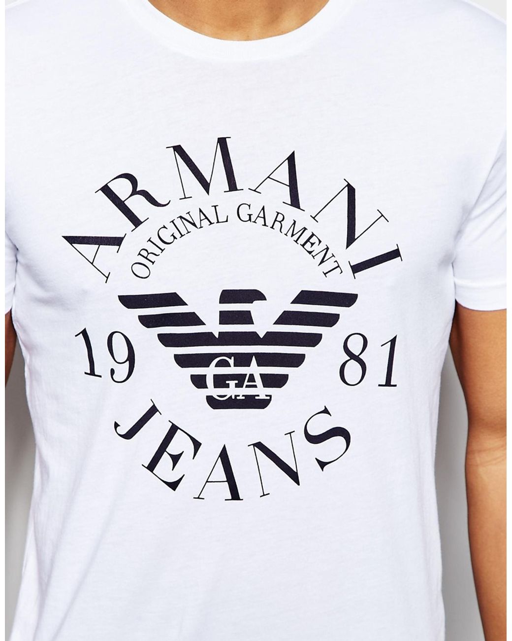 Missend Opstand Vergemakkelijken Armani Jeans Rmani Jeans T-shirt With Eagle Logo In Slim Fit in White for  Men | Lyst